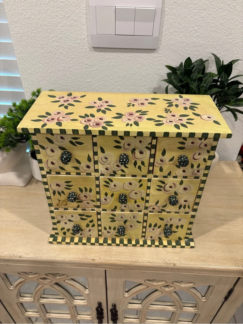 Custom Hand-Painted Floral Jewelry Drawer Organizer Box